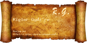 Rigler Györe névjegykártya